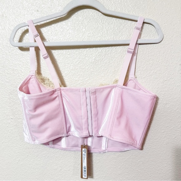 SKIMS Velvet Lace Corset Top in Cherry Blossom Multi Bustier Crop size large - Picture 6 of 8
